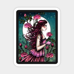 Spanish Rose Maiden Bohemian Woman Fantasy Art by Molly Harrison Magnet