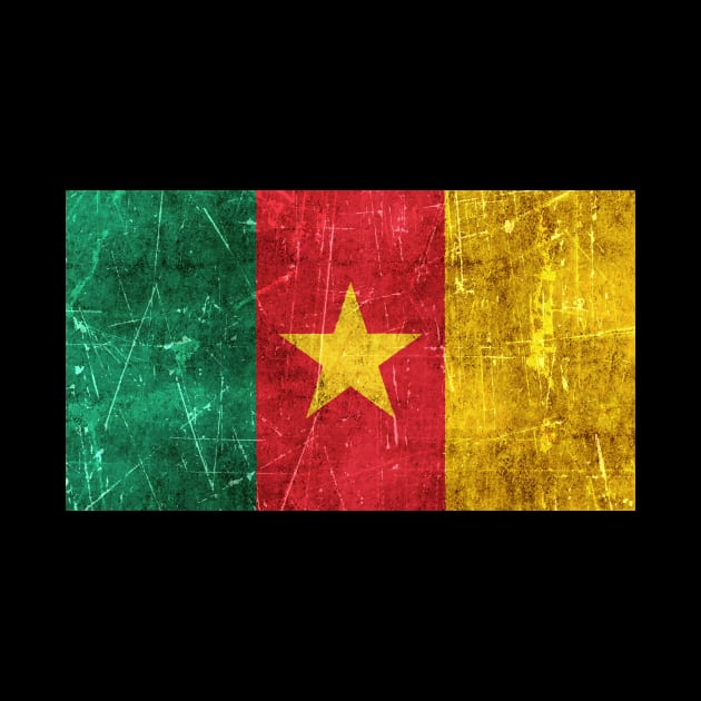 Vintage Aged and Scratched Cameroon Flag by jeffbartels