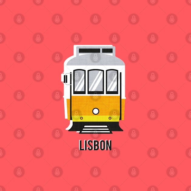 Lisbon tram // spot illustration // white background lemon lime and marigold transport by SelmaCardoso