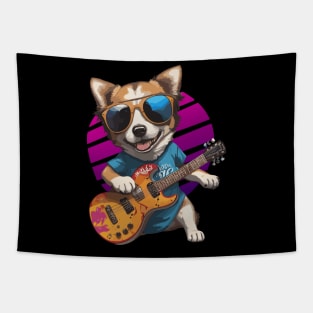 Dog Play Guitar Tapestry