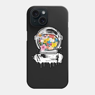 Astronaut helm with flowers Phone Case