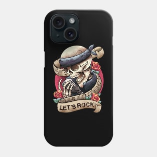 Lets Rock Rock&Roll Skeleton Hand Vintage Retro Rock Concert Phone Case