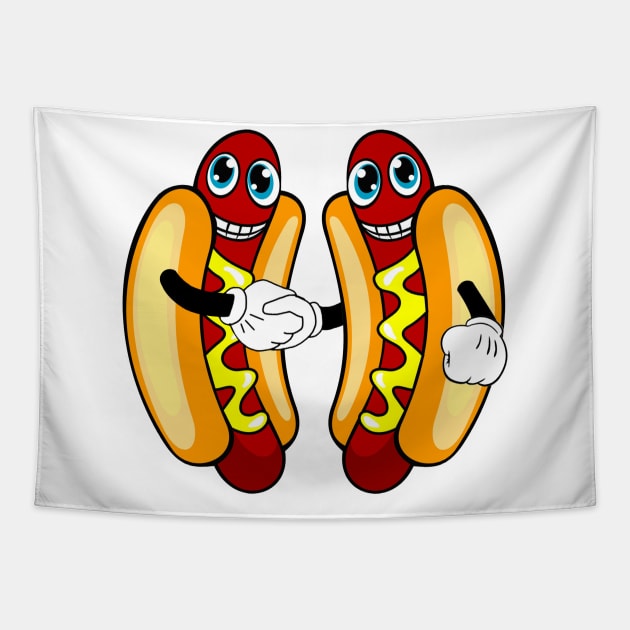 Hot Dogs And Handshakes Tapestry by BigOrangeShirtShop