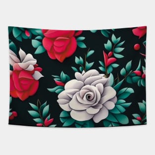 White red roses abstract artwork Tapestry