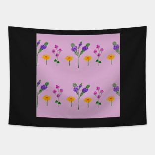 Pink, purple, and yellow flowers Tapestry