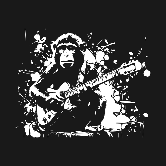 monkey play guitar by lkn