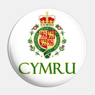 Wales - Coat of Arms Design (Welsh Text) Pin