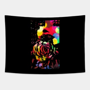 woman with rose bokeh design Tapestry