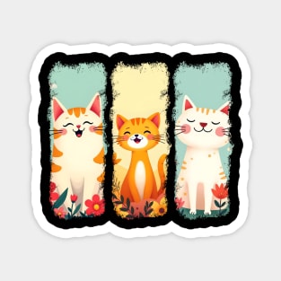 Adorable Happy Cats Magnet