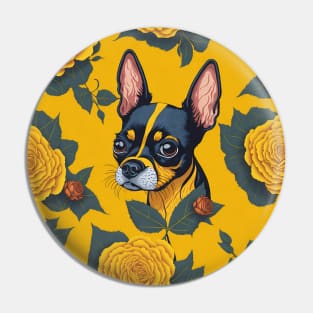 Dogs, Toy Terrier and flowers, dog, seamless print, style vector (yellow flowers & Toy Terrier #2) Pin