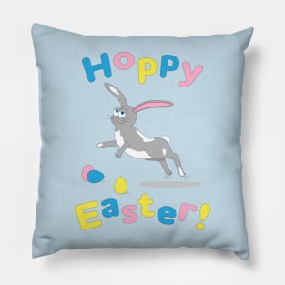 Hoppy Easter! Happy Easter Bunny with Decorated Eggs Pillow