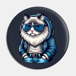 Ragdoll Cat With Sunglasses Pin