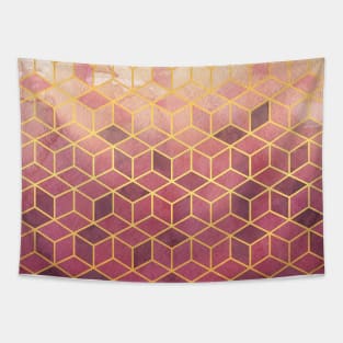 Wine-red Cubes Tapestry