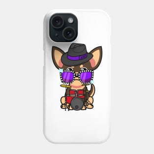 Funny small dog is playing the drums Phone Case