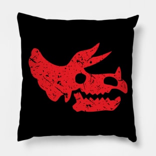 Red Distressed Triceratops Skull Dinosaur Fossil Pillow