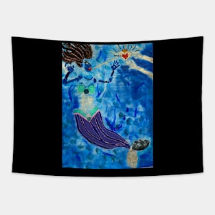 Mermaid Receives a Singing Heart Tapestry