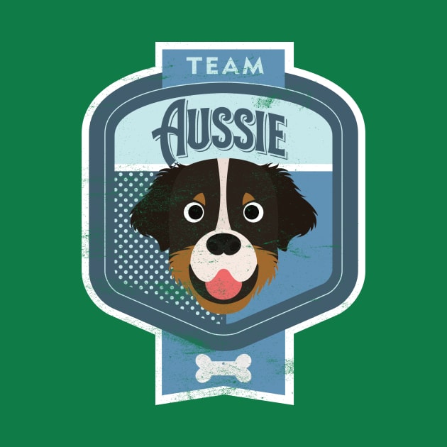 Team Aussie - Distressed Australian Shepherd Beer Label Design by DoggyStyles