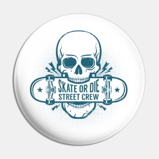 Skater emblem with skull Pin