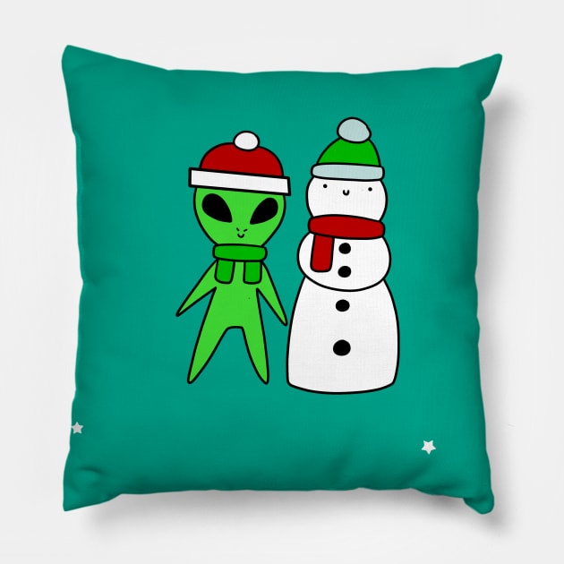 Thank You - Alien and Snowman Pillow by saradaboru