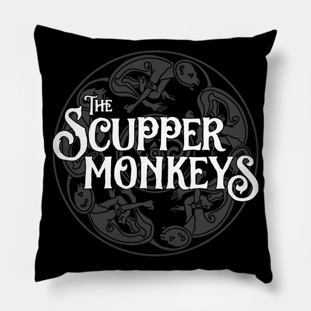 Celtic Monkey Logo (Light Version) Pillow by The Scuppermonkeys