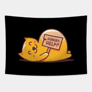 Hungry HELP, Hungry Cat, Cute Cat drawing, Always hungry, Food addict Tapestry