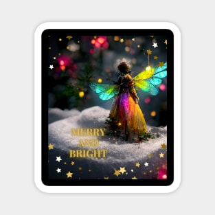 Colorful Christmas Fairy on A Winter Snowy Night Magnet