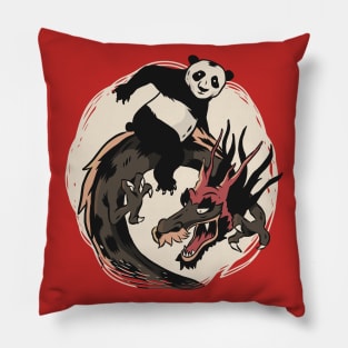 Panda Riding A Dragon Pillow