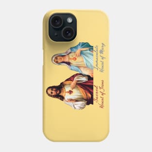 Immaculate Heart and Sacred Heart Typography Phone Case