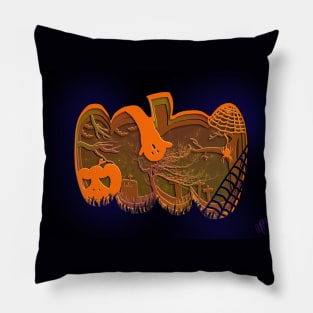 Spooky Halloween scene Pillow