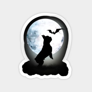 French bulldog frenchie and bat with full moon Magnet