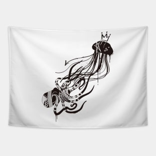 Octopus and Jellyfish (Monochrome) Tapestry