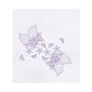 Violet butterflies and flowers on textured background T-Shirt