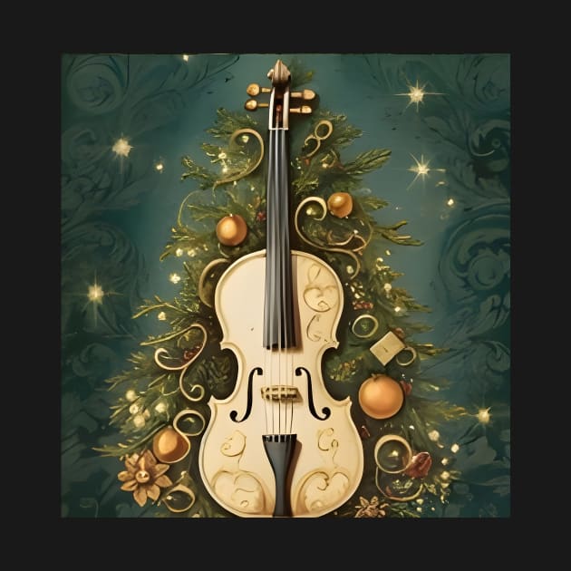 Vintage Hold To Light Christmas Tree With Violin by MiracleROLart