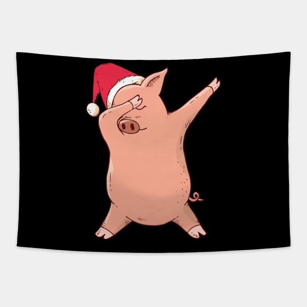 Chrismas Dabbin Pig Tapestry by madeinchorley