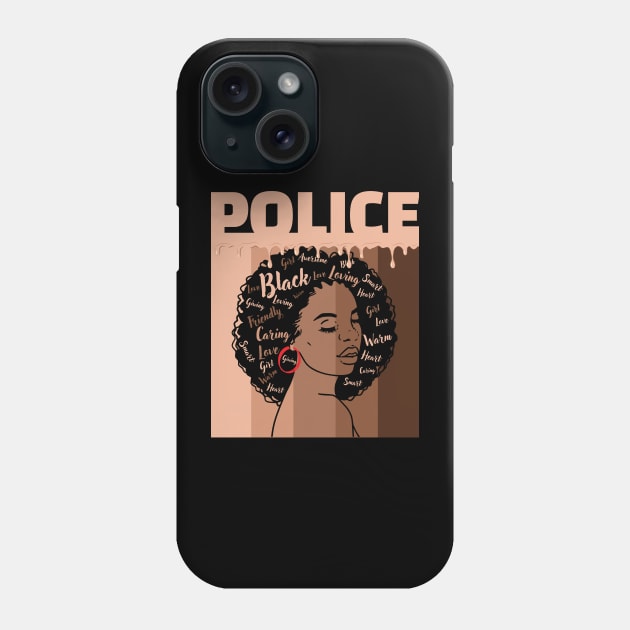 Black Women Police Afro Melanin of Black History Month Phone Case by AE Desings Digital