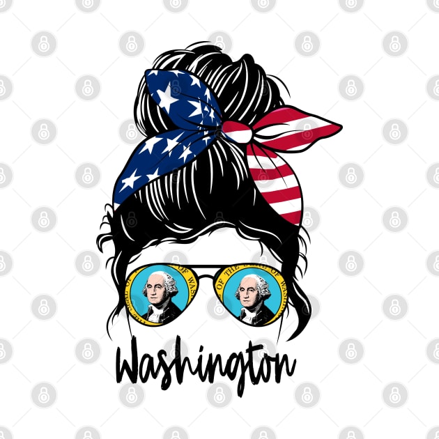 Washington girl Messy bun , American Girl , Washington Flag by JayD World