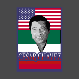 Cesar Chavez Mexican & American Flags T-Shirt