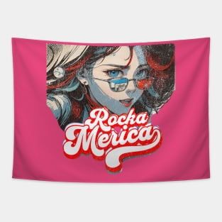 Rocka Merica  (cartoon anime girl glasses tip of nose) Tapestry