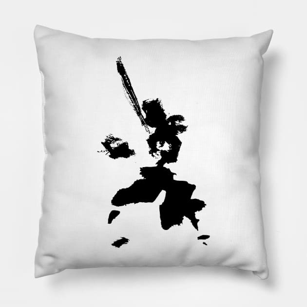 Sword Fighter Ink Pillow by Nikokosmos