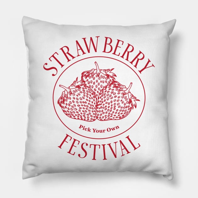 Strawberry Festival Cottagecore Cottagecore Pillow by uncommontee