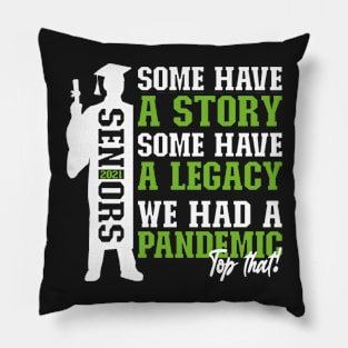 Pandemic Graduation | White And Green Text Boys Funny Graduation Pillow