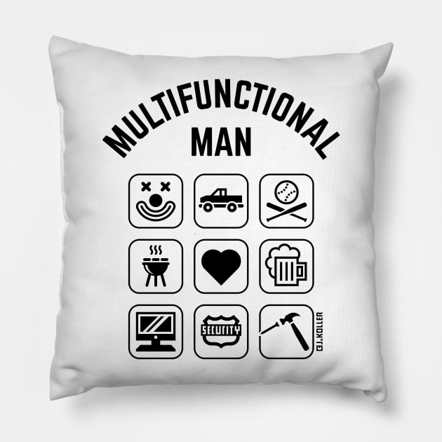 Multifunctional Man (9 Icons / Smartphone Design) Pillow by MrFaulbaum