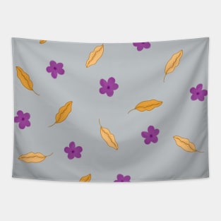 PURPLE FLOWERS AND YELLOW LEAVES PATTERN Tapestry