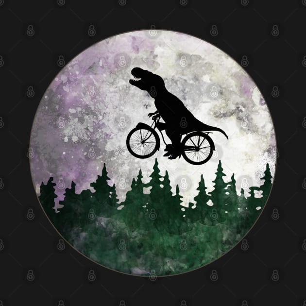 Dinosaur lover cyclist on the moon by Collagedream