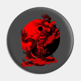 Ying Yang Red Dragon Graphic Tee Pin