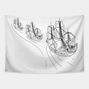 Ship Ocean Sea Sail Pirates Freedom Adventure Waves travel Modern Gift Tapestry