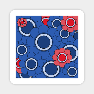 blue and red hippy pop art daisy pattern Magnet