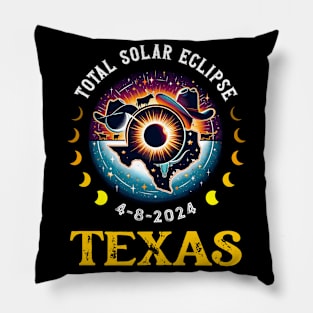 Texas Solar Eclipse 2024 Party Total USA Map Totality Pillow