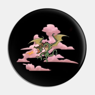 Dragon mascot with clouds Pin