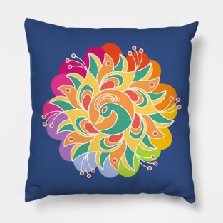 Multicolor Peacock - Colorful Peacock - Rangoli Pillow